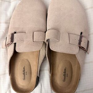 Goodfellow & Co Women's Suede Slip-On Mules in Blush Taupe